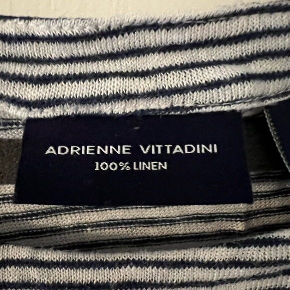 Adrienne Vittadini 100% Linen striped  3/4 Sleeve Tunic (J107) - Picture 5 of 9